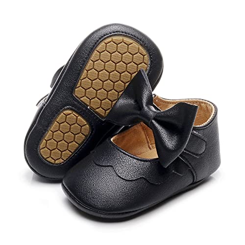 Image of HONGTEYA Infant Baby Girls Mary Jane Flats Non Slip for Toddler First Walkers Soft Sole PU Leather Crib Shoes Sneaker Wedding Party Christmas Princess Dress Shoes Baby Moccasins Girls