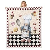 Manta con temática de horneado, manta de forro polar con estampado de tartas, para niños, niñas, niños, adultos, con estampado retro a cuadros, manta Sherpa para decoración de silla, sofá cama, 30 x