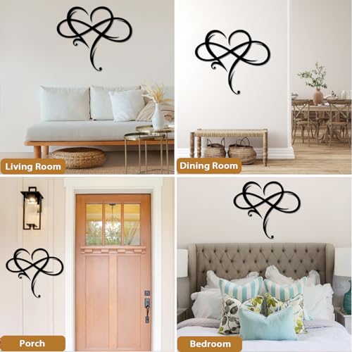 Hsosk SKYWPOJU2021 Infinity Heart Metal Wall Decor Art Eternal Love Infinite Heart Wall Decor Unique Love Sign Plaque Steel Art Geometric Bedroom Ornaments thumb #1