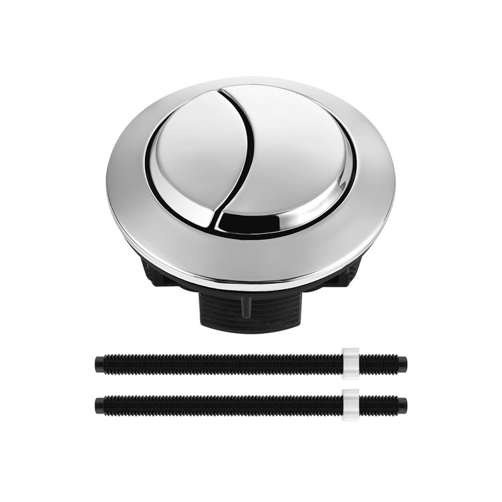 Black Toilet Flush Button Replacement – 48mm Dual Push Button for Bathroom Cistern – Round Toilet Button Repair Part for Water Tank – Universal Flush Pusher Compatible with Most Toilets