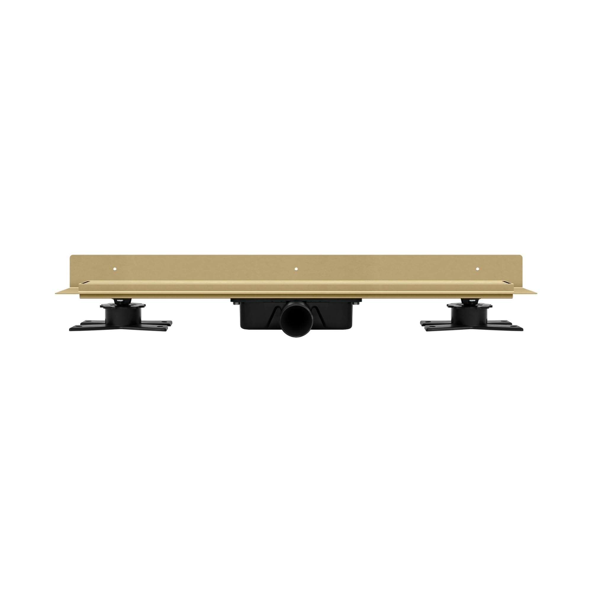 Wand-Duschrinne Premium SLX Gold PVD 90 cm, Duo-Rost – befliesbar oder mit Edelstahlabdeckung, Edelstahl AISI 304, Siphon Ø50, Haarsieb