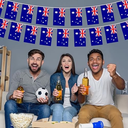 Image of AhfuLife 33 Ft Australia String Flags Banner for World Cup Decorations 2026, 30 Pcs Small Australian Bunting String Flags, Double Sided for National Day Garden Sports Party Decor (5.5x8.3 Inch)