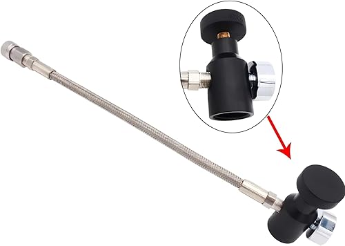 Miniatura 3 de Adaptador de llenado de rifle de aire PCP Paintball con manguera trenzada de 10 pulgadas y calibre de 3000 psi