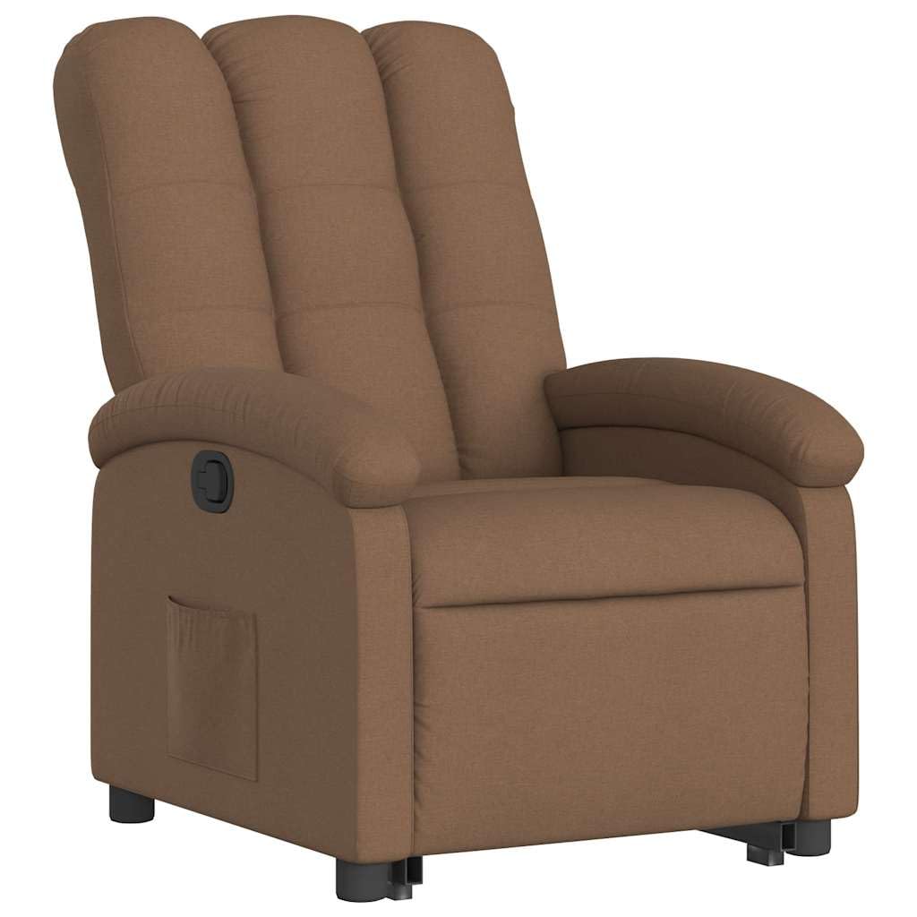 vidaXL Sillón Reclinable Elevable, Silla con Respaldo Reposabrazos, Sillón de Relax Descanso, Asiento Ajustable para Ancianos, Tela Marrón
