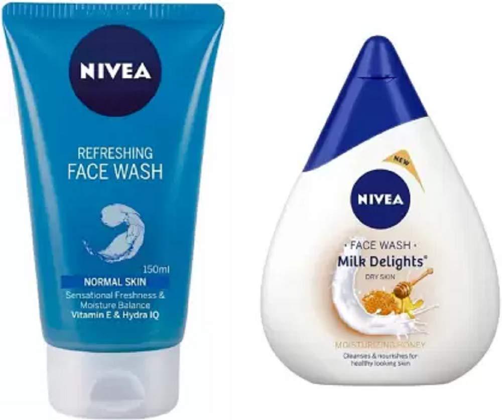 Nivea Refreshing 150 ml & Milk Delights 100 ml (Pack of 2) #158 Face Wash (250 ml)