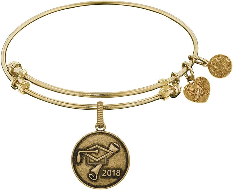Angelica Collection Yellow Brass Class Of 2018 Graduation Cap Diploma Charm Bracelet