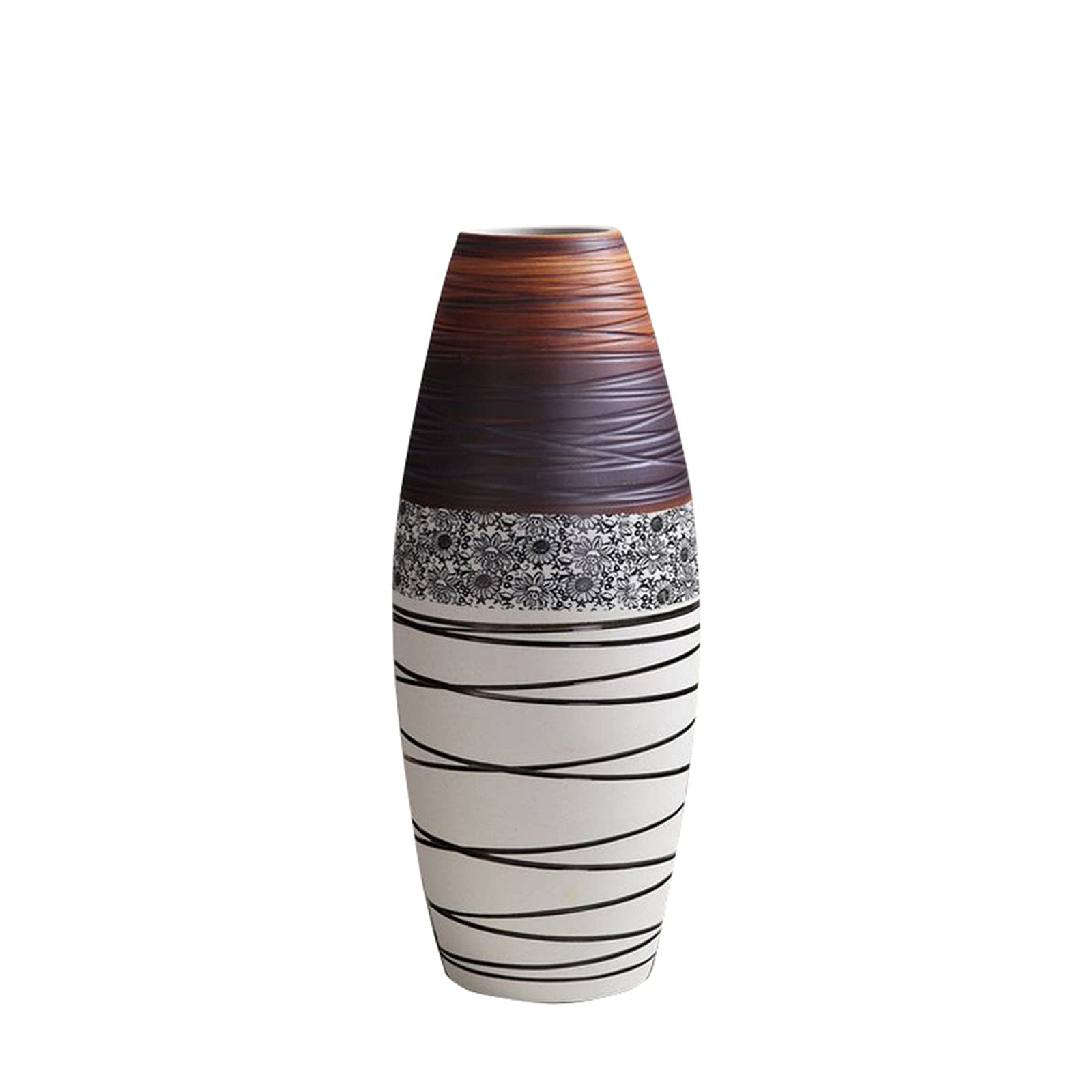 asdchZen Vintage Large Vase, Art Flower Arrangement Decorative Vase Corridor Decoration Vase Hotel Floor-Standing Vase,20 * 60CM