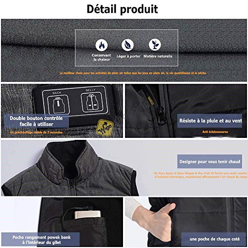 Gilet riscaldante elettrico, doppio interruttore