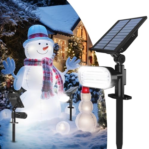 Solar Spot Lights Outdoor, 3 Lighting Modes Landscape Spotlights, IP65 Waterproof Solar Powered Outside Lights for Garden Yard Pathway Tree Flag, Cool White, 2 Pack Cool White 2 Pack