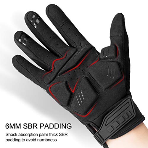 Image of ROCK BROS Mountain Bike Gloves Dirt Bike Gloves Motorcycle Cycling Gloves with 6MM Gel Pad Touch Screen Knuckle Protection Gloves for BMX MX ATV MTB Racing Black