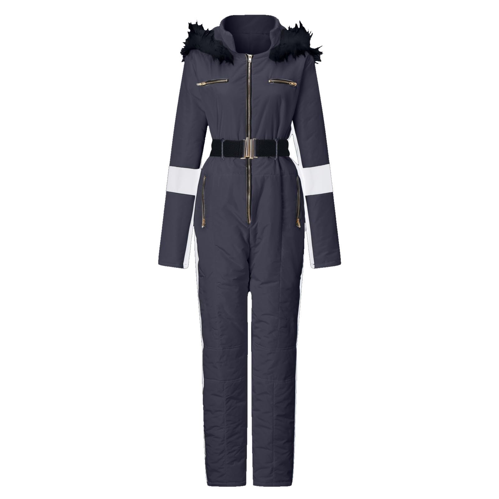 Combinaison de ski à fermeture éclair unie imperméable avec poches avant zippées pour adolescents garçons filles combinaisons d'hiver coupe-vent isolées pour la randonnée