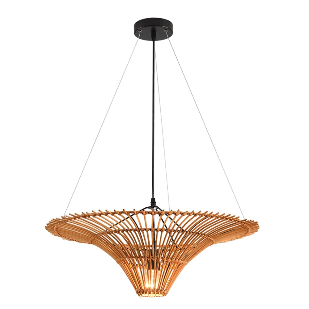 YNAHZAOK Vintage Rattan Chandelier Wabi-sabi Style Hand-Woven Lighting Fixture for Kitchen Island Dining Room Japanese Style Dining Room Pendant Light for Entryway Hallway Natural Materials Lampshade