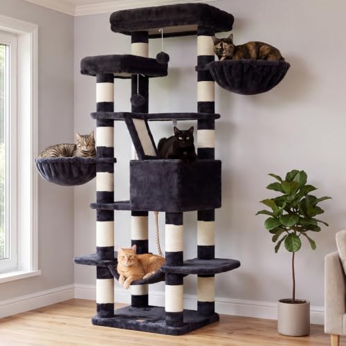 Heybly Cat Tree 68 inch Multi-Level Cat Tower for Indoor Cats HCT025G