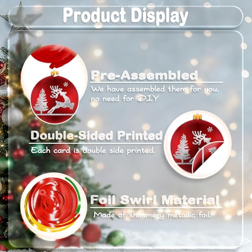 Image of Christmas Ball Hanging Swirls Decorations, 30 Pcs | Christmas Ball Hanging Foil Swirl Xmas Tree Snowflake Elk Ceiling Decor for Xmas Holiday Party Supplies