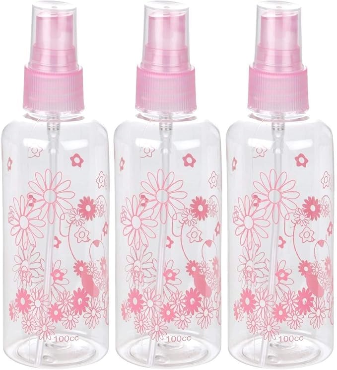 AMENSHREE smart100Ml Empty Cute Bear And Floral Refillable Fine Mist Sprayer Spray Bottle Atomizer With Ultra-Fine Mist Pump For Beauty, Outdoors, Travel Purposes - 3 Pc (Random Colour) - Multicolour-image-4