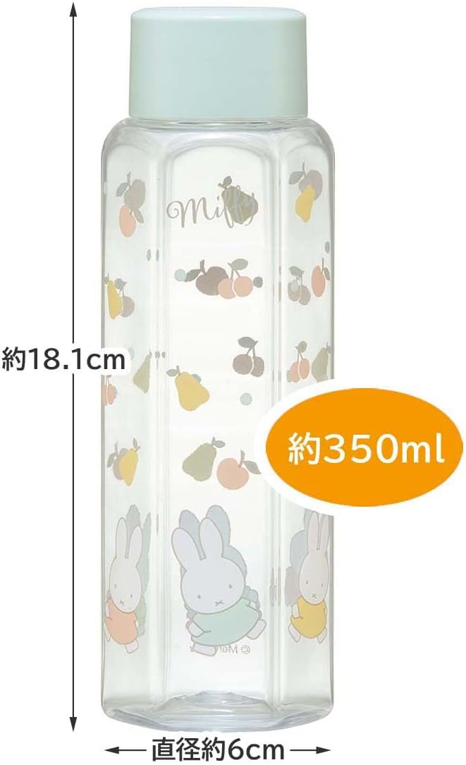 Skater PDH4-A Hexagonal Water Bottle, Plastic, 11.8 fl oz (350 ml), Blow Bottle, For Adults, Kids, Children, Direct Drinking, Transparent, Miffy, Lightweight, Fashionable, Clear, My Bottle