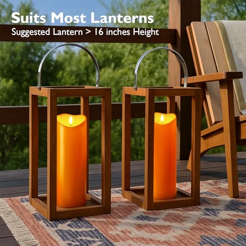 Image of Homemory 4 inchx12 inch Halloween Orange Flameless Candles, Fall Candles, Outdoor Waterproof Flameless Candles with Remote and Timers, Battery Operated LED Pillar Candles, Won't Melt Plastic, Set of 2