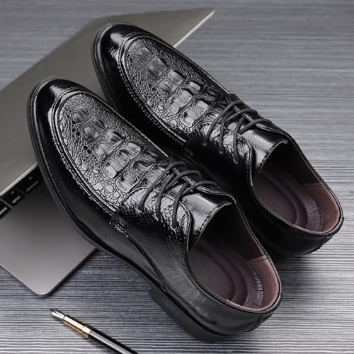 Mens Leather Dress Shoes for Men, Pointed Toe Lace-up Mens Black Pu Leather Formal Oxfords Dress Shoes2