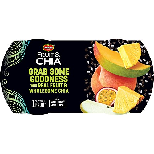 Del Monte Fruit and Chia Snack Cups, Mixed Fruit in Tropical Flavored Chia, 2 Count, 7 Ounce