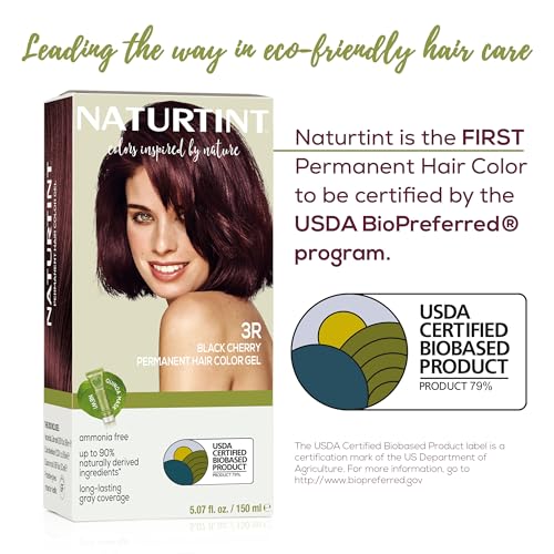 Image of Naturtint 3R Black Cherry Permanent Hair Color (Pack of 1), Ammonia Free, Vegan, Cruelty Free, up to 100% Gray Coverage, Long Lasting Results (Packaging may vary)