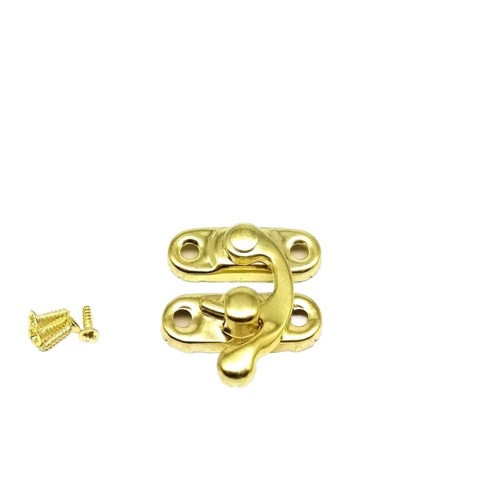 12pcs Box Toggle Latch Hasp Hook Lock Closure for Wooden Jewelry Chest Case Leather Bag Handbag Suitcase with Screw for Boxes v(Small Golden)