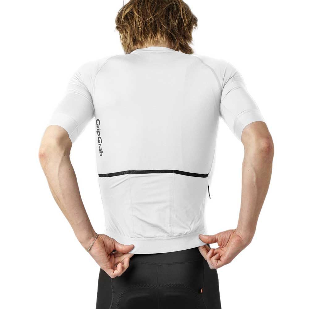 GripGrab PACR Radsport Kurzarmtrikot Herren - Sommer Rennrad Aero Trikot | Leichtes UV-Schutz Radtrikot mit UPF 50, Mesh-Gewebe für Hitze, 3 Rückentaschen & Reißverschlussfach, Raw-Cut-Ärmel Design