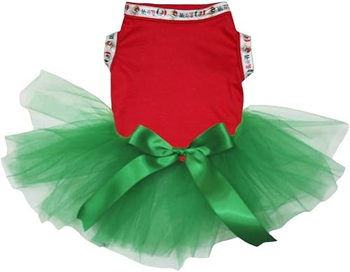 Petitebella Vestido liso para perro cachorro con tema de México (rojoverde, talla XS)