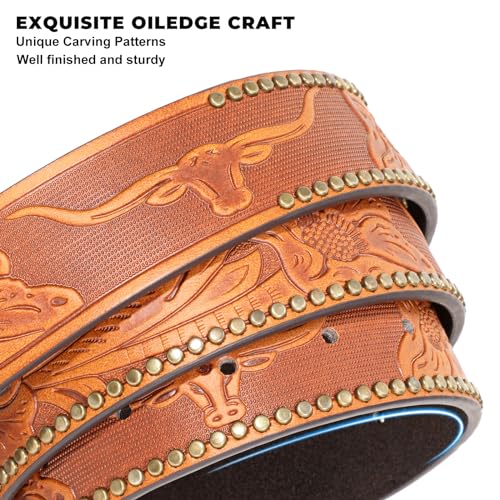 Image of BELTROAD Western Leather Belt Strap for Men Women Cowboy Cowgirl Leather Mens Belts for Jeans Birthday Christmas Belt Gifts