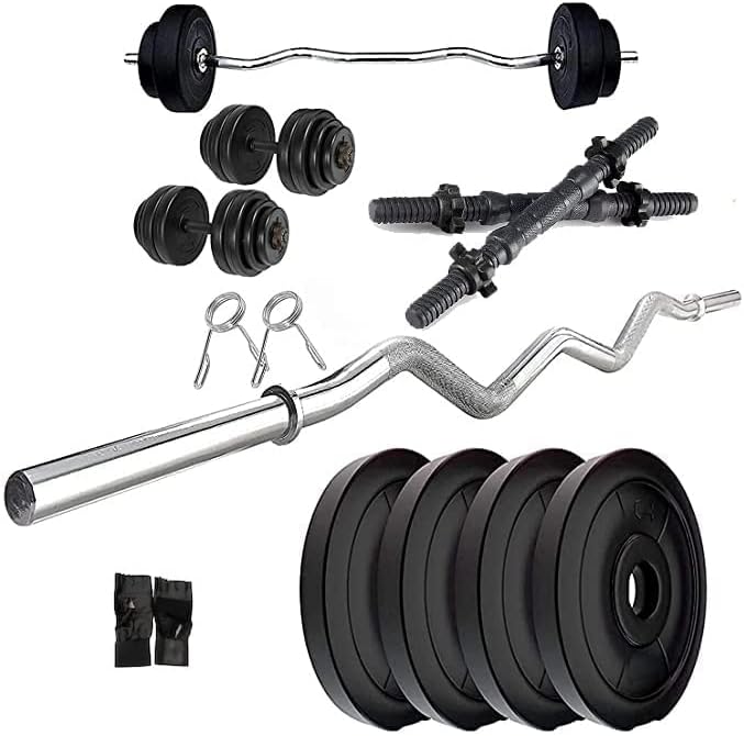 PSE PVC 10Kg Home Gym Set with One 3 Ft Curl and One Pair Dumbbell Rods ...
