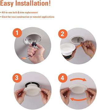 HALO 4 inch LED Recessed Lights with Selectable Color Temperature Dimmable Baffle Can Light Trim 6-Pack for Indoor Outdoor Ceiling Installation LT4069FS1EWHR 6-Pack