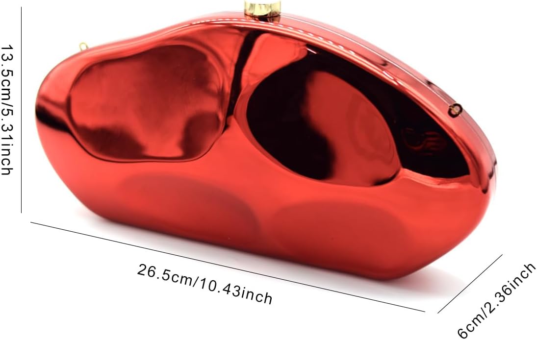 Acrylic Silver Evening Clutch Purse for Women, Wedding Guest Clutch Metal Chain Shoulder Crossbody Bag - Image 4