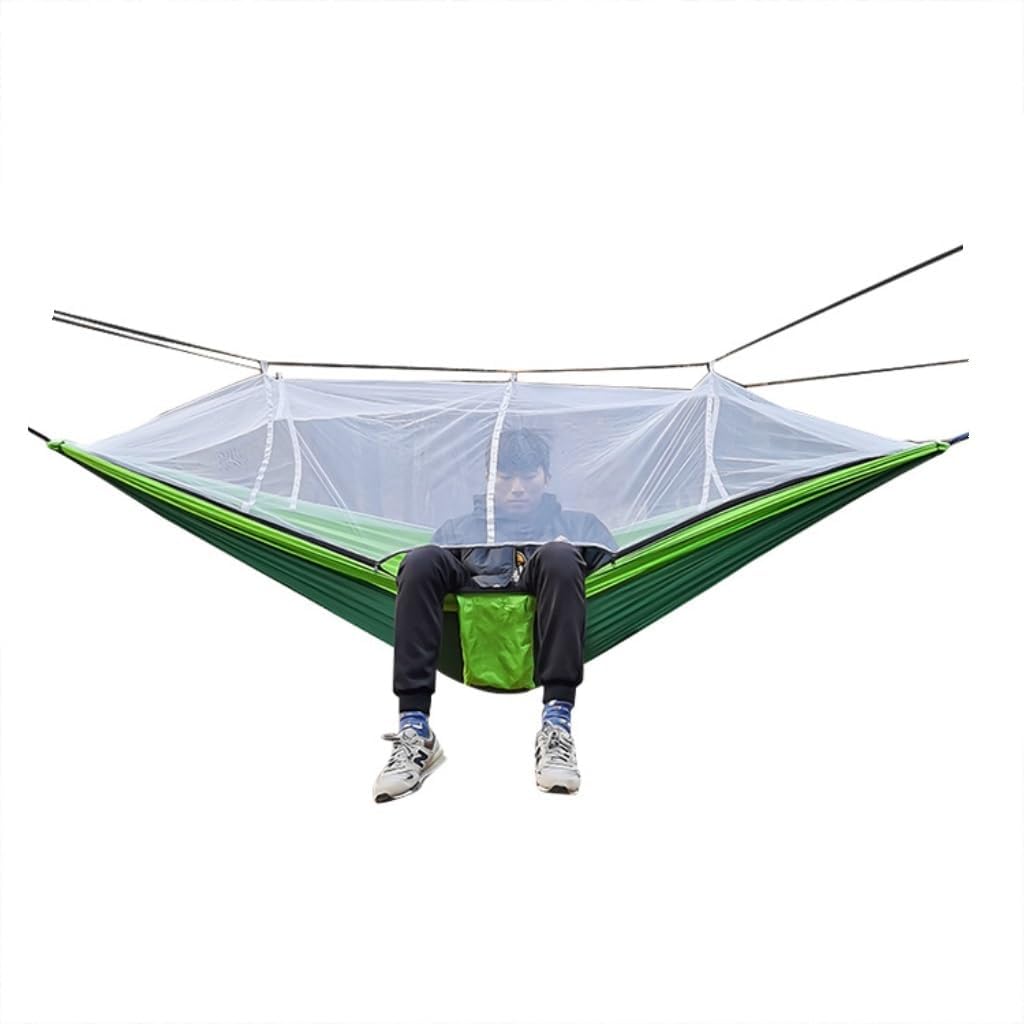 Hammock Outdoor Mosquito Net Hammock Nylon Spun Indoor and Outdoor Hammock Portable Camping Outdoor Supplies Hammocks for Outside(Green)