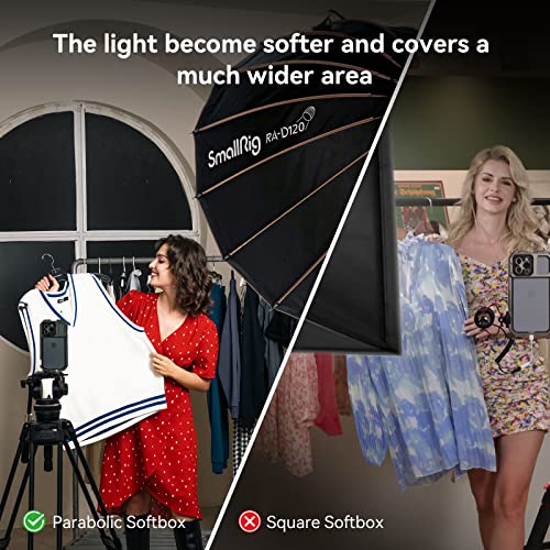 SMALLRIG Softbox Parabólico, Softbox de Liberación Rápida 47,2Pulgadas/120cm, Compatible con RC 120D/RC 120B/RC 220D/RC 220B/RC 350D/ RC 350B/RC 450D/RC 450B y Otras Luces de Montaje Bowens-4140 - imagen 5