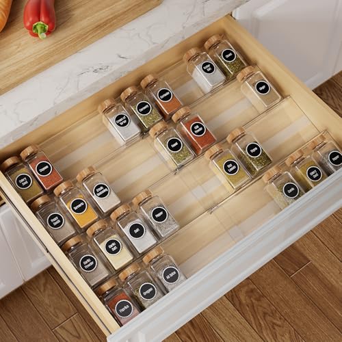 Brippo 8-Pack Spice Drawer Organizer, Expandable Acrylic Seasoning Rack (13"