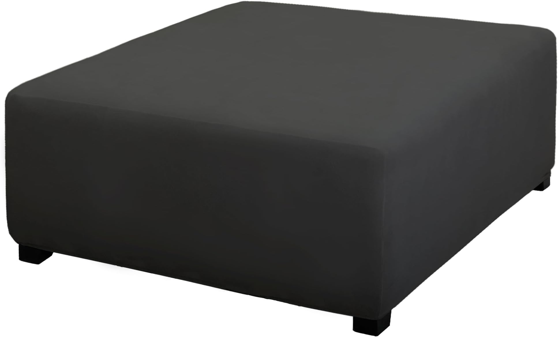 PureFit Super Stretch Form Fit Square Ottoman Cover Rectangle - Ottoman Slipcovers for Foot Stool & Folding Storage Furniture for Living Room with Nonslip Elastic Bottom (Medium-XL, Dark Gray)