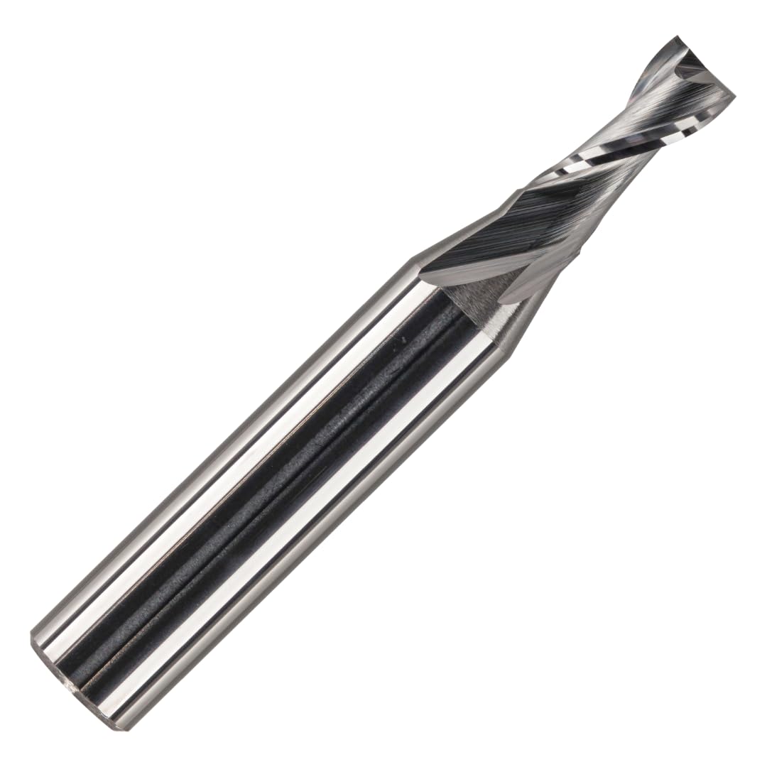 Rennie Tools - 8mm Shank Solid Carbide 2 Flute Up Cut Router Bit 5mm Cutting Diameter x 12mm Flute. CNC Router Cutter / Spiral Flute Cutter End Mill For Routing Soft Wood Hard Wood MDF PVC Plywood Etc
