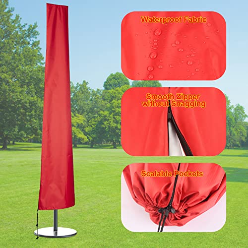 Ailelan Umbrella Cover, 600D Oxford Fabric Patio Umbrella Cover, Waterproof Outdoor Umbrella Cover With Zipper For 7Ft To 11Ft Garden Outdoor Umbrella, Red #TOP2