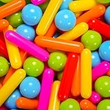 Heopeis Ball Pit Balls and Strips for Ball Pits, 50pcs Cute Plastic Star Toy Balls for Kids, Baby Toddler 1-3 Birthday, Bounce House, Play Tent, Baby Pool Water Toys, Party (Rainbow)