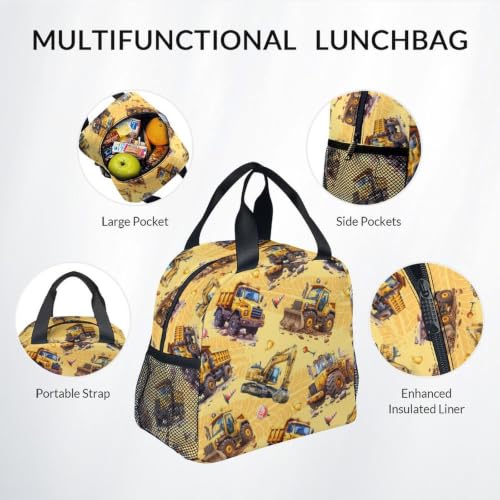 Image of Backpack for Boys - Construction Backpacks Set for Boys - 3Pcs Toddler Bookbag with Lunch Box and Pencil Case - Truck School Bag for Kindergarten /Preschool /Elementary (17 Inch)