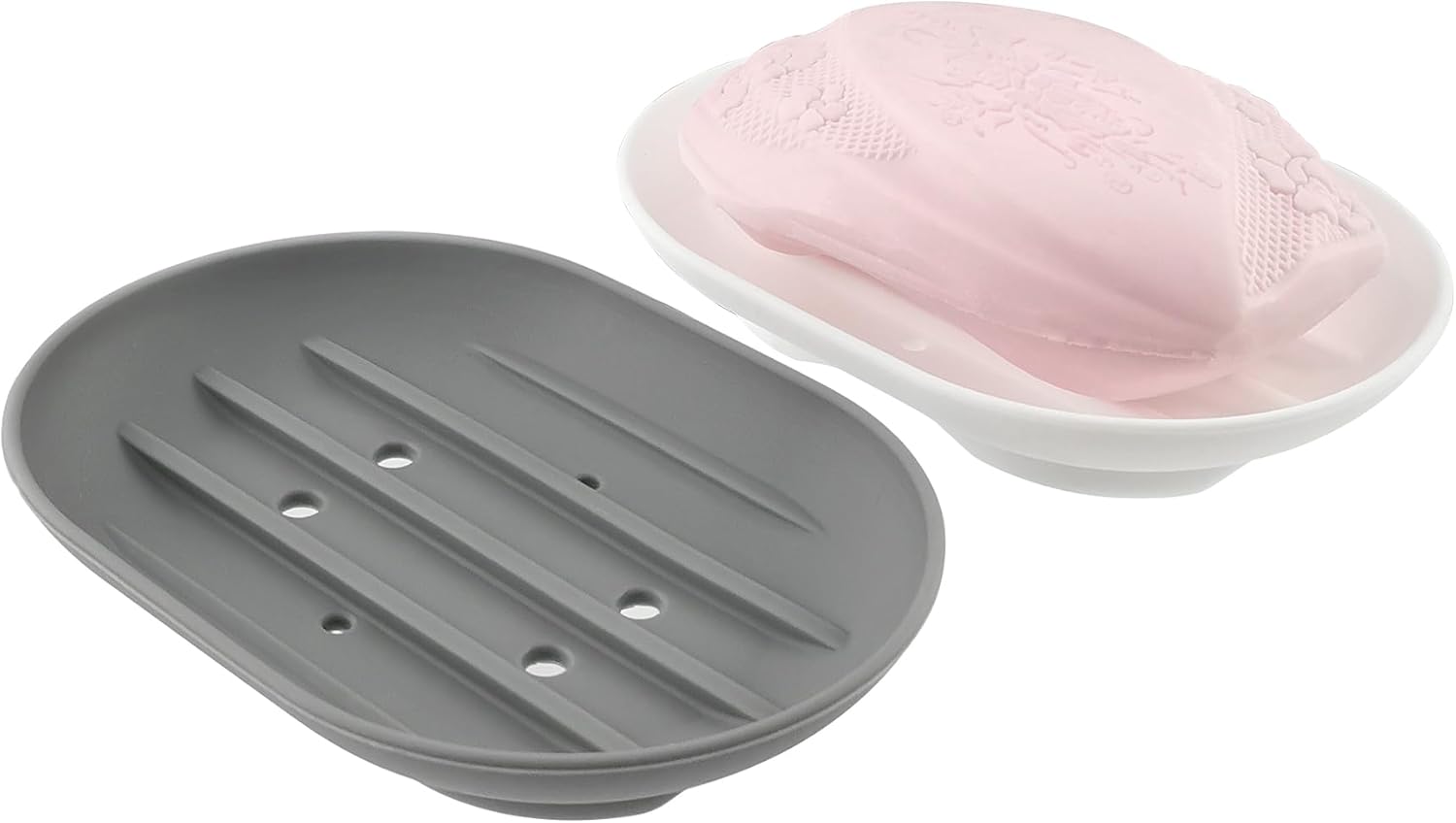 BlingKingdom 2 PCS Silicone Soap Dishes, Soap Tray with Drain