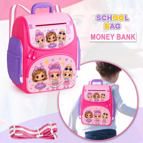 Image of Zest 4 Toyz Electronic Piggy Bank for Kids School Bag ATM Money Bank with Password Lock Finger Print Sensor Cash Coin Musical Money Safe for Kids Girls Piggy Savings Bank (Pack of 1) Multicolor