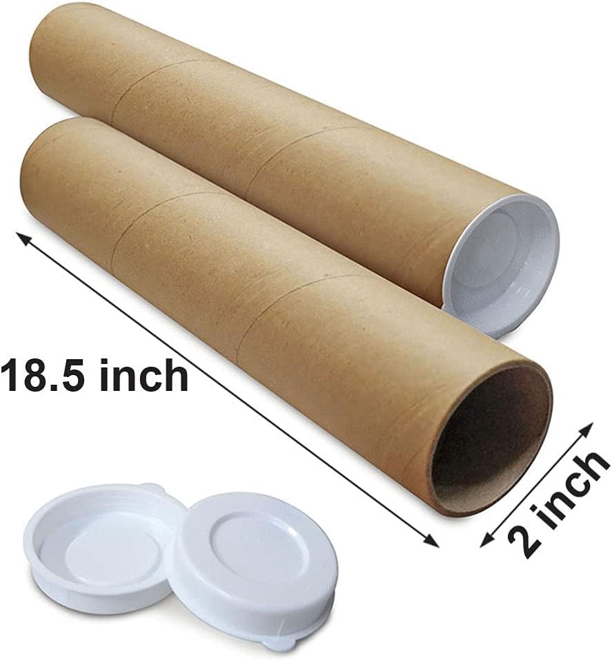 Buy Brown Kraft Spiral Wound Cardboard Mailing Tubes with White Plastic