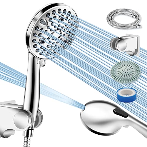 Gimify 10 Modos Alcachofa de Ducha con Manguera Flexible de 175cm y Soporte, Duchas de Baño Alcachofa Aerosol de Lavado a Presión Incorporado Material ABS, Ducha de Mano Chrome de Alta Presión Cover