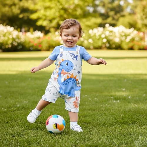 Image of Baby Boy Summer Clothes Toddler Boys Outfits Short Sleeve T-Shirt Cute Cartoon Jumpsuit Overalls 12 Months-4T