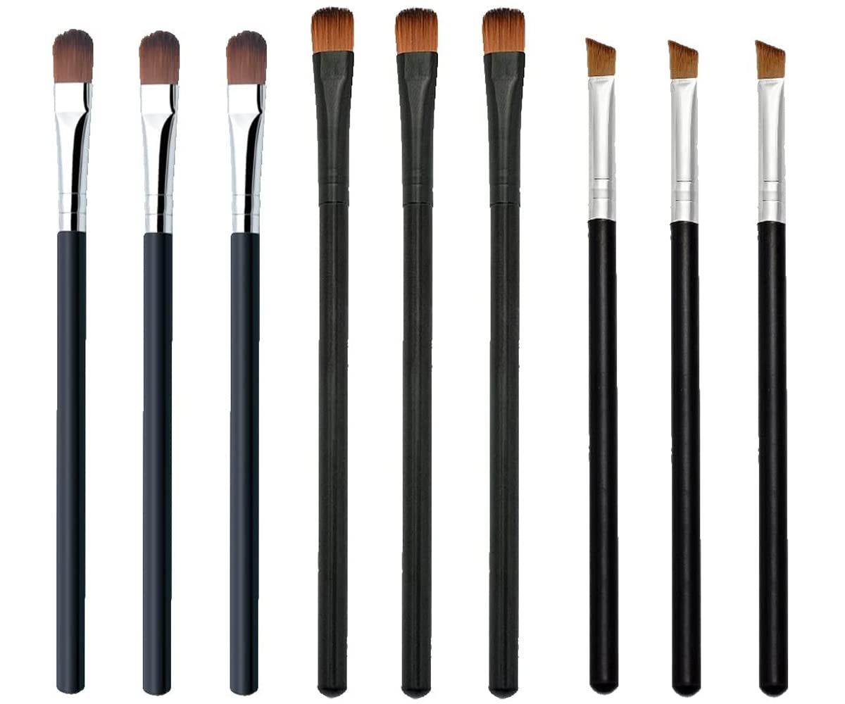 Brochas para maquillaje de ojos 9 brochas para sombra de ojos Juego de brochas de maquillaje de oro rosa con pelo sintético suave y mangos de madera maciza para sombra de ojos, mezcla, cejas