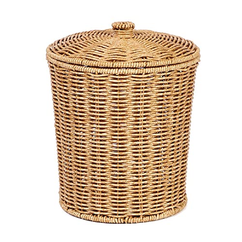 Wäsche Organizer Geflochtener Rattan Papierkorb Aufbewahrung Geflochtener Abfalleimer mit Deckel Aufbewahrungskorb Zylindrischer Korb Aufbewahrung für Schmutzwäsche,Obst,Blumen Wäsche Organizer Geflochtener Rattan Papierkorb Aufbewahrung Geflochtener Abfalleimer mit Deckel Aufbewahrungskorb Zylindrischer Korb Aufbewahrung für Schmutzwäsche,Obst,Blumen