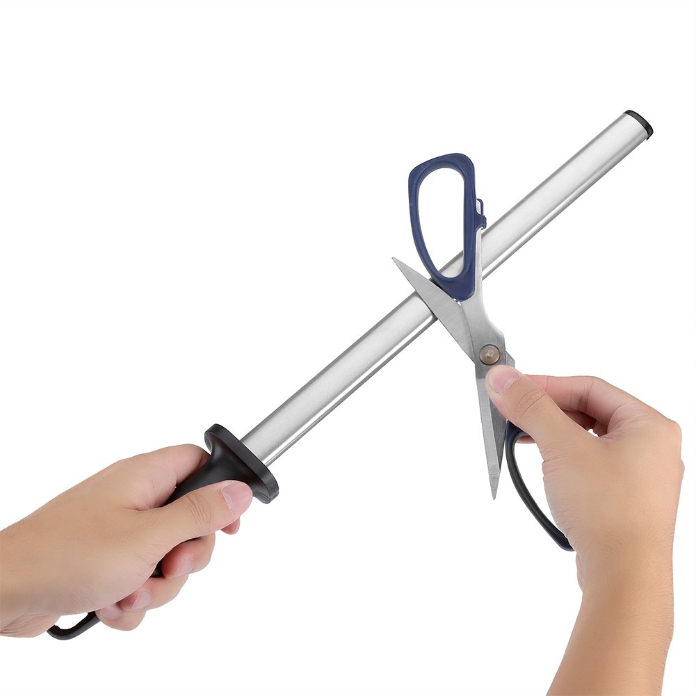 Rifle de afilar diamante grano 30 cm, afilador de cuchillos de acero de 600 granos afilador de cuchillos diamante palo afilador con mango para cocina y caza