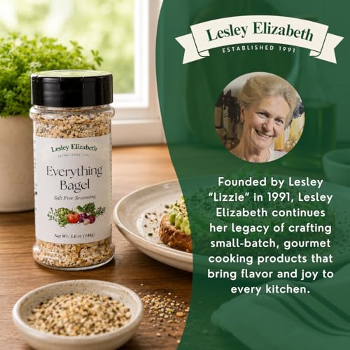 Image of Lesley Elizabeth Everything Bagel Salt-Free Seasoning - All-Purpose No Salt Spice Blend for Chicken, Vegetables, Eggs & Avocado Toast | Gourmet Bold Flavor Cooking & Grill Rub