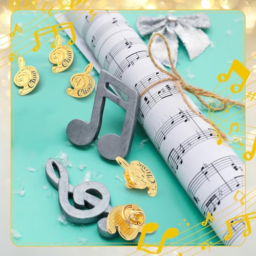 Image of Yinkin 24 Pcs Music Note Lapel Pin Student Activity Award Pins for Backpacks Awards Social Battery Brooch Music Choir Gift