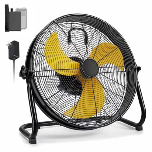 Image of 18 inch Brushless Cordless Floor Fan Compatible with Dewalt 20V Max Battery(Tool Only), 2500 CFM Quiet Industrial Fan with AC Adapter, 5 Speeds 360Tilt Portable Metal Shop Fan for Garage Jobsite Camping